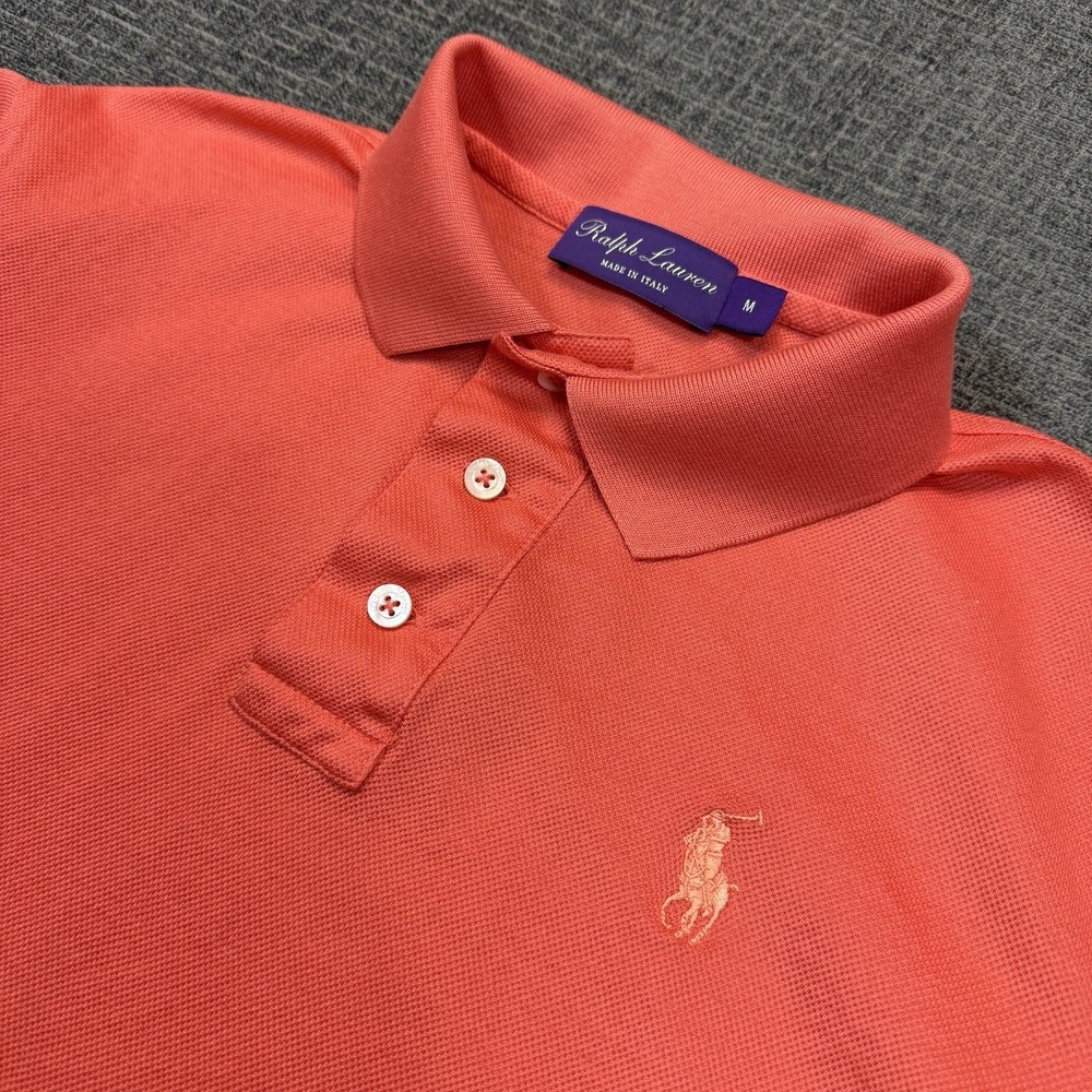 Ralph Lauren Purple Label Polo Shirt Men's M Coral Cotton Made Italy